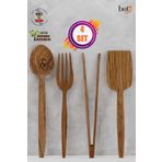 Bef Craft Tahta Kaşık Yemek Kaşığı Ahşap Servis Seti 4'lü Set Zeytin Ağacı Mutfak Gereçleri Yemek Takımı