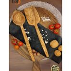 Bef Craft Tahta Kaşık Yemek Kaşığı Ahşap Spatula Servis 2'li Set Zeytin Ağacı Mutfak Gereçleri Yemek Takımı - 2 Adet