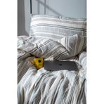 Befera Design Müslin %100 Pamuklu Çift Kişilik Yıkamalı Nevresim Takımı Ütü Istemeyen Gri Çizgili