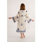 Befera Design Müslin Kimono %100 Pamuklu Deniz Kabuğu Baskılı Desenli Bornoz Kaftan Sabahlık