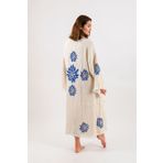 Befera Design Müslin Kimono %100 Pamuklu Etnik Baskılı Desenli Bornoz Kaftan Sabahlık