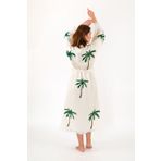 Befera Design Müslin Kimono %100 Pamuklu Palmiye Baskılı Desenli Bornoz Kaftan Sabahlık