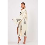 Befera Design Müslin Kimono %100 Pamuklu Piramit Desenli Baskılı Bornoz Kaftan Sabahlık