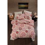 Beğenal African Red Ranforce Light Pamuklu Çift Kişilik Nevresim Takımı - Kırmızı - Krem - 200 x 220 cm