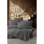 Beğenal Antrasit Renkli % 100 Pamuklu Valeria Ultra Soft Washed Çift Kişilik Nevresim Takımı - 200 x 220 cm
