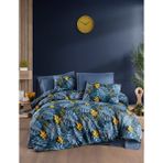 Beğenal Home Tekstil Ranforce Light Monestera Nevresim Takımı - Koyu Mavi - 200 x 220 cm