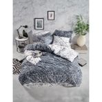 Beğenal Marble Antrasit Ranforce Light Pamuklu Çift Kişilik Nevresim Takımı - 200 x 220 cm - Beyaz - Antrasit