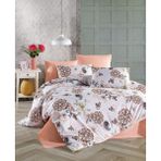 Beğenal Olezka Somon Ranforce Light Pamuklu Çift Kişilik Nevresim Takımı - Beyaz - Somon - 200 x 220 cm
