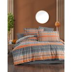 Beğenal Valeria Elegance Pamuklu Çift Kişilik Nevresim Takımı - Gri - Turuncu - 200 x 220 cm