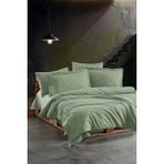 Beğenal Yeşil Renkli % 100 Pamuklu Valeria Ultra Soft Washed Çift Kişilik Nevresim Takımı - 200 x 220 cm