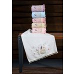 BEGENALHOME Kadife Ponponlu Light Kuş 6’lı El ve Yüz Havlu Seti50 x 90 cm Pamuklu