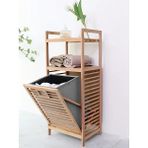 Begin Power Bambu 2 Raflı Kirli Sepeti Çok Amaçlı Banyo Düzenleyici Organizer Raf - Ahşap