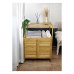 Begin Power Bambu Çift Kapaklı 2 Raflı Çok Amaçlı Düzenleyici Organizer Banyo Dolabı, 60 x 80 cm
