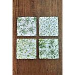 Begoloni Doğal Taş Bardak Altlığı - Yeşil Bitkiler Baskılı 10X10CM Stone Coasters - 10 x 10 x 1 cm