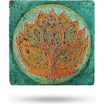 Begoloni Doğal Taş Nihale 20X20CM Lotus Çiçeği Baskılı Doğal Taş Çaydanlık Altlığı-Tencere Tava Altlığı