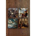 Begoloni Stone Decor Doğal Taş Bardak Altlığı 4'lü Set 10x10x1 Cm - Mitoloji Stone Coasters