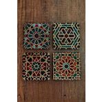 Begoloni Stone Decor Doğal Taş Bardak Altlığı Geometrik Desenler- Selçuklu Desenleri 4'lü Set 10x10x1 Cm Stone Coasters
