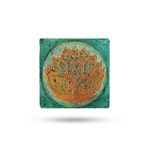 Begoloni Stone Decor Doğal Taş Nihale 15x15cm Lotus Çiçeği Baskılı Çaydanlık Altlığı-tencere Tava Altlığı