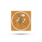 Begoloni Stone Decor Doğal Taş Nihale 15x15cm Turuncu Zemin Çiçek Baskılı Çaydanlık Altlığı-tencere Tava Altlığı