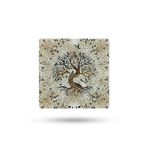 Begoloni Stone Decor Doğal Taş Nihale 15x15cm Yhayat Ağacı Baskılı Çaydanlık Altlığı-tencere Tava Altlığı