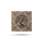 Begoloni Stone Decor Doğal Taş Nihale 20x20cm Hayat Ağacı Baskılı Doğal Taş Çaydanlık Altlığı-tencere Tava Altlığı