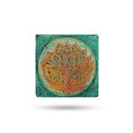 Begoloni Stone Decor Doğal Taş Nihale 20x20cm Lotus Çiçeği Baskılı Doğal Taş Çaydanlık Altlığı-tencere Tava Altlığı