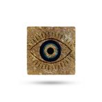 Begoloni Stone Decor Doğal Taş Nihale 20x20cm Nazar Boncuğu Baskılı Göz Çaydanlık Altlığı-tencere Tava Altlığı