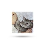 Begoloni Stone Decor Doğal Taş Nihale 20x20cm Yaramaz Kedi Baskılı Taş Nihale Çaydanlık Altlığı-tencere Tava Altlığı