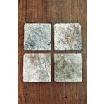 Begoloni Stone Decor Doğaltaş Bardak Altlığı 4'lü Set - Mermer Desenli Doğal Taş Bardak Altı - Marble Stone Coasters