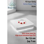 Begonia 925 Ayar Kırmızı Beyaz Gümüş 7 Top Halka Hızma