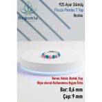 Begonia 925 Ayar Mavi Açık Pembe Gümüş 7 Top Halka Hızma