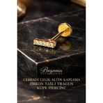 Begonia Accessories 316L Cerrahi Çelik Altın Kaplama Kararmaz Alerji Yapmaz Zirkon Taş Figür Unisex Tragus Küpe Piercing - Standart