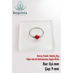 Begonia Accessories 925 Ayar Gümüş Çift Top Kırmızı Boncuklu Halka Hızma – Unisex Minimal Burun Küpesi, Tragus Küpe, Fake Hızma, Delikli & Deliksiz Piercing, Kıkırdak Helix Küpe Kadın Erkek