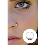 Begonia Accessories 925 Ayar Gümüş Kırmızı Üç Top Boncuk Halka Hızma