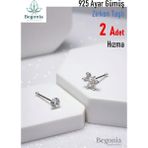 Begonia Accessories 925 ayar gümüş zirkon taşlı, tek taş ve yusufcuk figürlü 2 adet hızma set, küpe olarak kullanıma uygundur