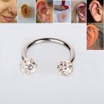 Begonia Accessories Anti Alerjik 316 L Cerrahi Çelik Swarovski Taşlı Özel Epoxi Kaplama Yüzey Şambala Helix, Septum, Tragus, Labret Halka Hızma Küpe Piercing 6 Mm, 8 Mm, 10 mm 1 Adet
