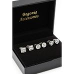 Begonia Accessories VIP Çelik 3’lü Küpe Seti Kare Yuvarlak Kalp Figürlü 9mm Zirkon Taşlı Minimal Unisex Küpe – Paslanmaz, Kararmaz, Antialerjik Kadın & Erkek Günlük Şık Kullanım - Gümüş
