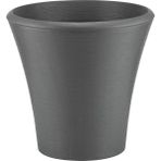 Begonvil 38 cm Gri Yuvarlak 23 Litre Beton Görünümlü Plastik Saksı Drenaj Izgaralı Çiçek Saksısı