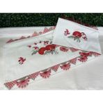 Begonya Ev Tekstili El Işi Analı-Kızlı Havlu - 50 x 90 cm - Krem - Kırmızı