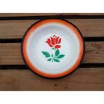 Begüldan Kenarı Turuncu Kırmızı Güllü Desenli Çap Çinko Tabak 25 cm BEG_33