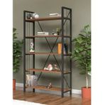 Begüm Lux 5 Raflı Metal Kitaplık, Ceviz