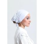 Begün Arkadan Bağlamalı Tesettür Bone (3 Adet)...penye Kumaş Düz Bone... - Beyaz - Standart