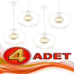 Begüsa Haliç Tekli Beyaz 4 Adet Bej Avize