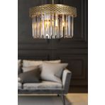 Begüsa Sitrus 3.lü Eskitme Lux Kristal Taşlı Avize
