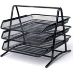Beha Store Maxx MX100 Perfore Metal 3'lü Evrak Rafı Siyah
