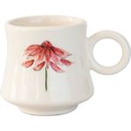 Behi Ceramic İnce Belli Bardak 100 ml - 1 Adet - Beyaz - Kırmızı