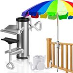 behone Güneş şemsiyesi tutucu, balkon korkuluğu, ayarlanabilir, güneş şemsiyesi, balkon tutucu, ayarlanabilir balkon şemsiye kelepçesi, çap 25 – 38 mm, balkon, teras veya masa için şemsiye standı