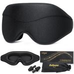 BeHoomi Uyku maskesi, yeni versiyon, uyku için birinci sınıf göz maskesi, tam karartma, üstün yumuşak konfor, yükseltilmiş 3D ergonomik tasarım, ev, ofis, seyahat, meditasyon, yoga, siyah için uyku