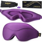 BeHoomi Uyku maskesi, yeni versiyon, uyku için birinci sınıf göz maskesi, toplam karartma, üstün yumuşak konfor, yükseltilmiş 3D ergonomik tasarım, ev, ofis, seyahat, meditasyon, yoga, mor için uyku