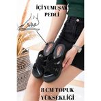 Behtah Kundura Yüksek Kadın Taşlı Dolgu Topuk Comfort Terlik Ortopedik Günlük Terlik Rahat Şık Topuklu Terlik
